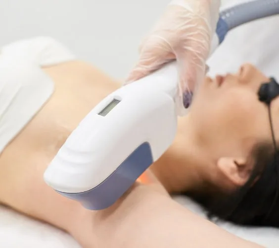 Woman Undergoing a Laser Hair removal